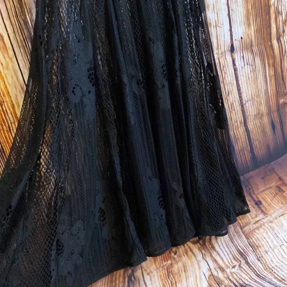 MAJE x Revolve Black Lace Maxi Gypsy Boho Goth Knit maxi Dress 1 Small